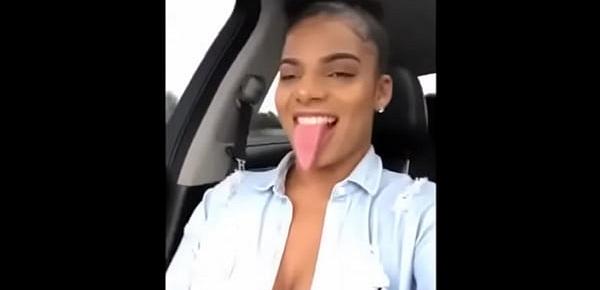  Beautiful girl just imagine what she can do with that pretty long Tongue
